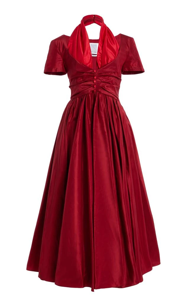 Rosie Assoulin Rosie Assoulin - Exclusive All Tucked In Silk Midi Halter Dress - Red - US 6 - Moda Operandi 1