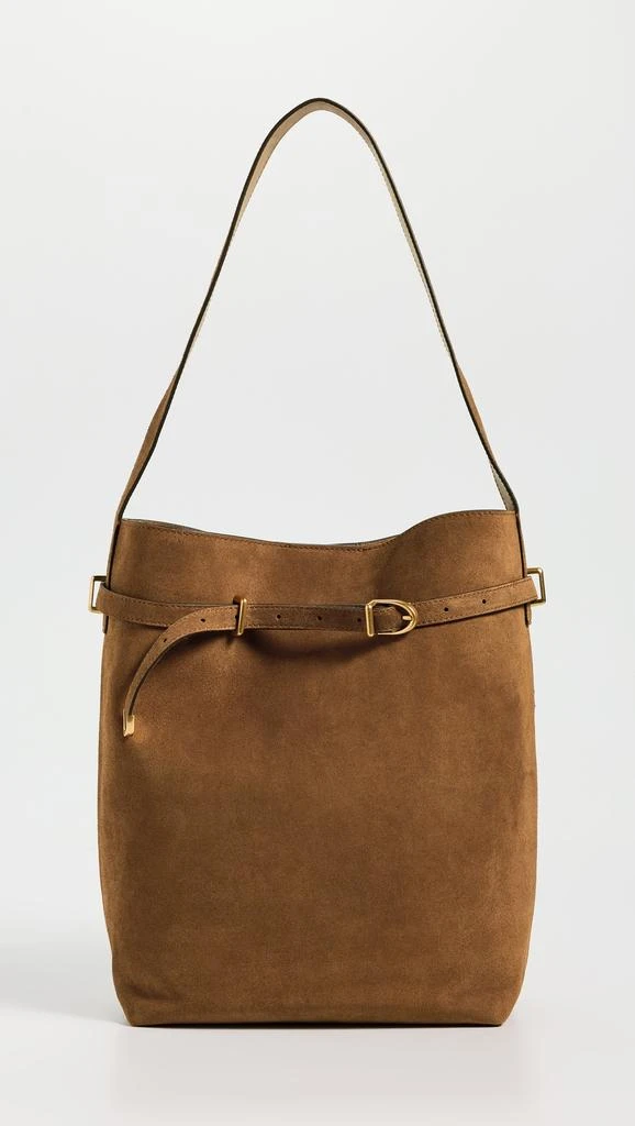 Madewell The Essential Belted Bucket Tote In Suede