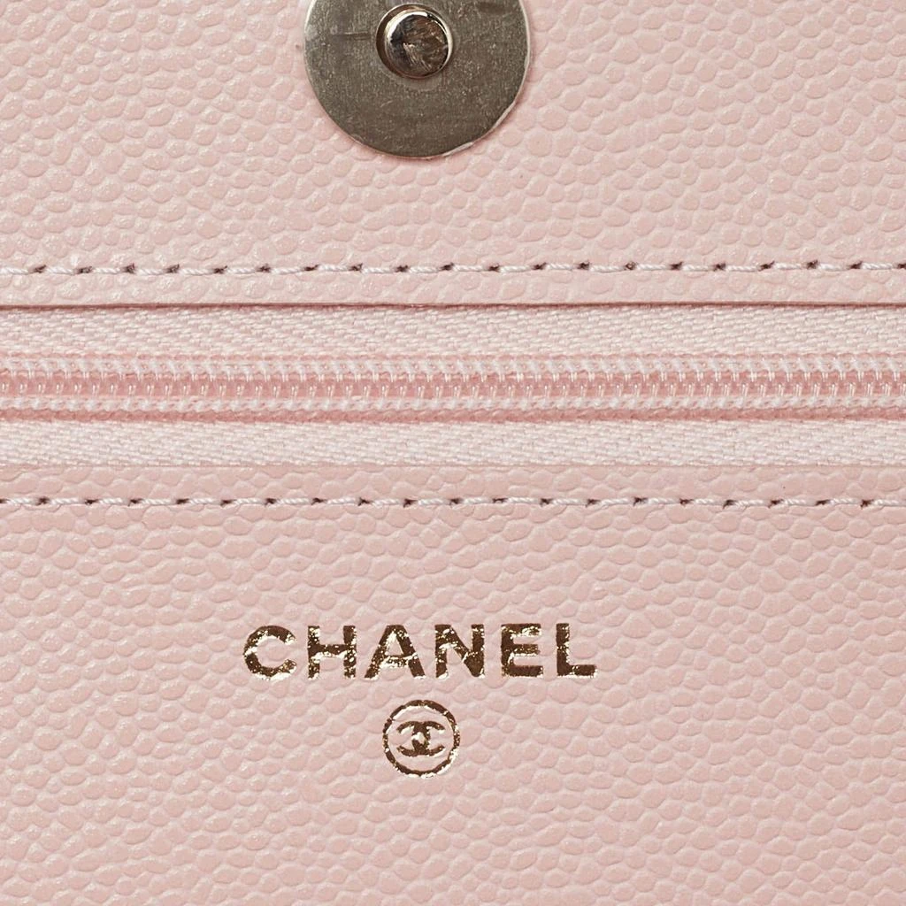 Chanel Chanel Peach Quilted Caviar Leather CC Flap Wallet on Chain 10