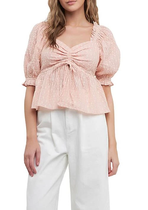 Free The Roses The Roses Embroidered Sweetheart Top With Puff Sleeves 1