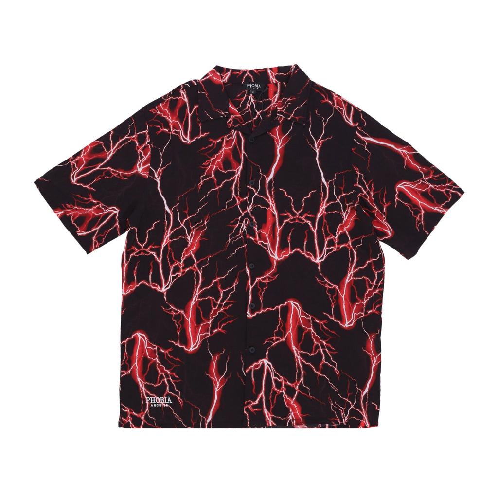 PHOBIA Men's Short Sleeve Shirt All Over Lightning Shirt Black/red