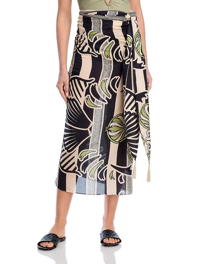 Juan de Dios UAN DE DIOS Printed Side Tie Skirt Swim Cover-Up