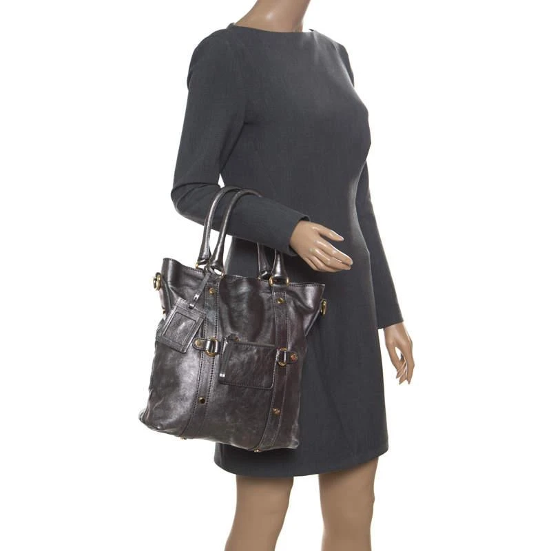 Dolce & Gabbana D&G Metallic Grey Leather Golden Box Messenger Bag 2
