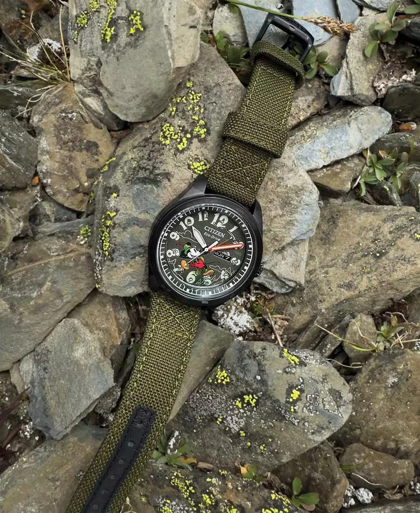 Citizen Eco-Drive Men's Disney Alpine Mickey Mouse Explorer Green Khaki Strap Watch 42mm Boxed Set 10