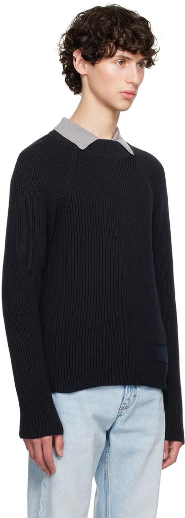 Shop Navy Logo Patch Sweater on Sale at BeyondStyle – Get 70