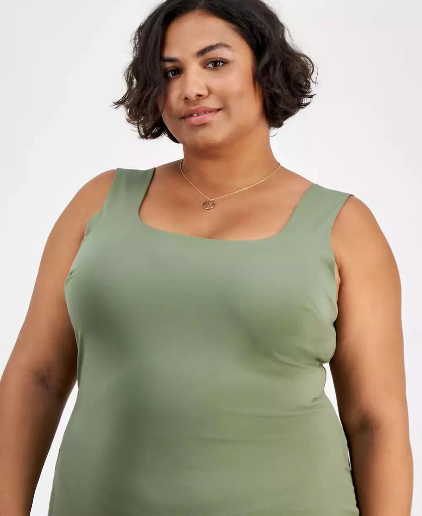 Derek Heart Trendy Plus Size Double-Layer Square-Neck Dress 4
