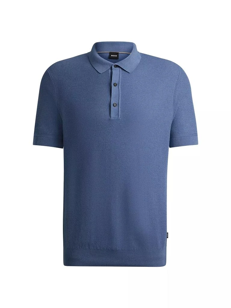 Hugo Boss Regular-Fit Polo Sweater with Mixed Structures 1