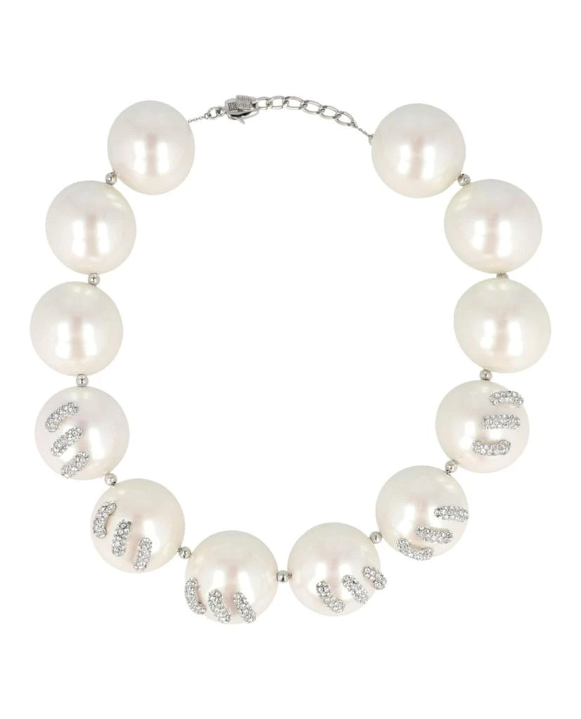 Givenchy Stitch Necklace In Faux Pearls With Crystals