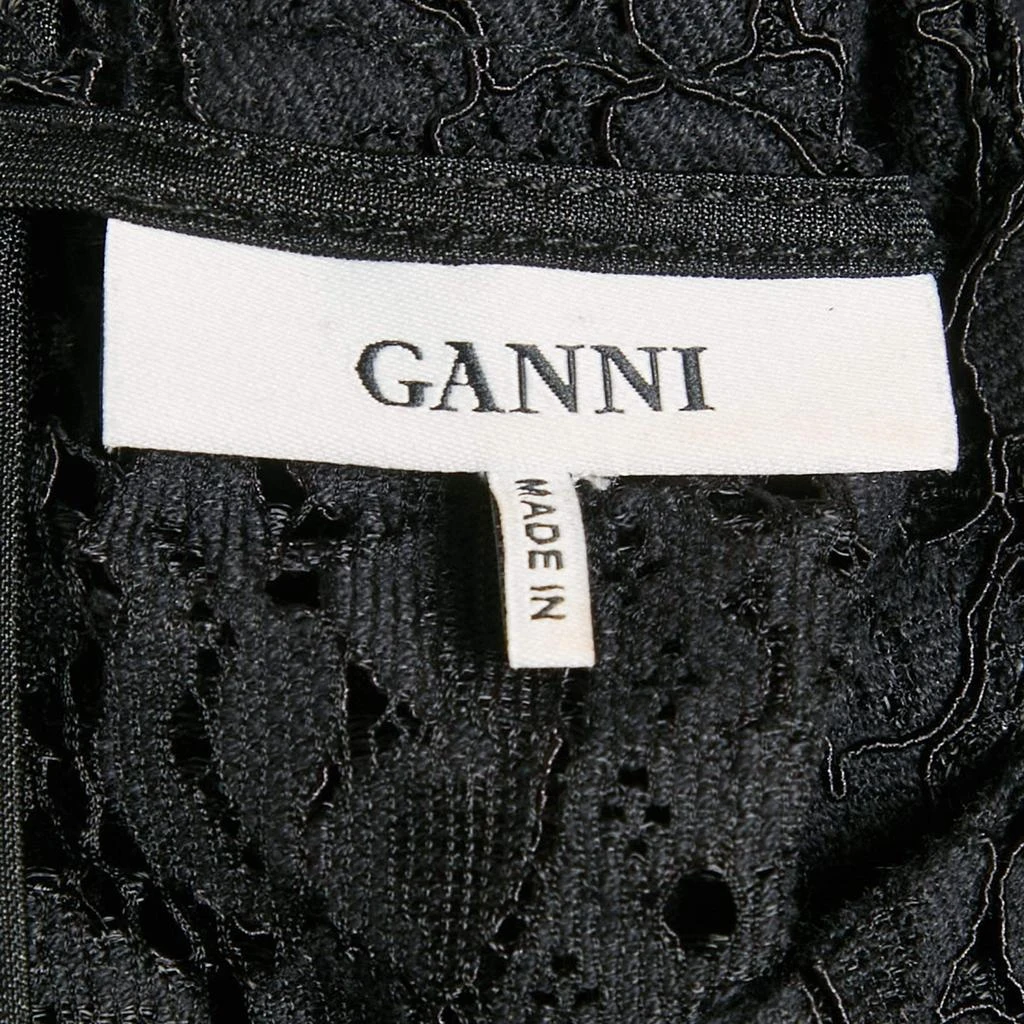 Ganni Ganni Black Corded Lace Ruffled Jumpsuit S 4
