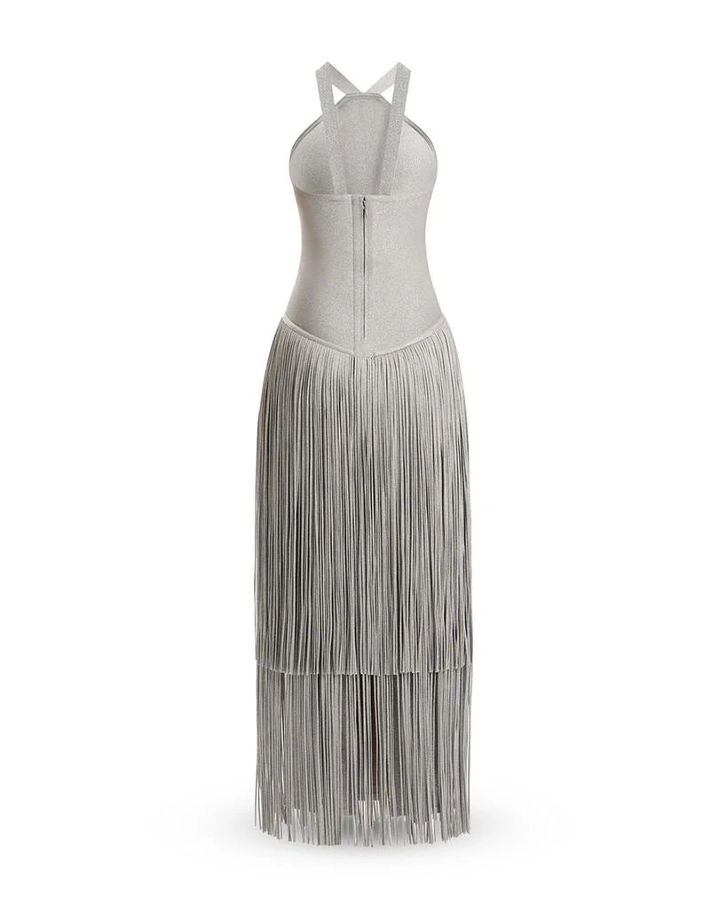 Herve Leger Kennedy Metallic Fringe Gown 8