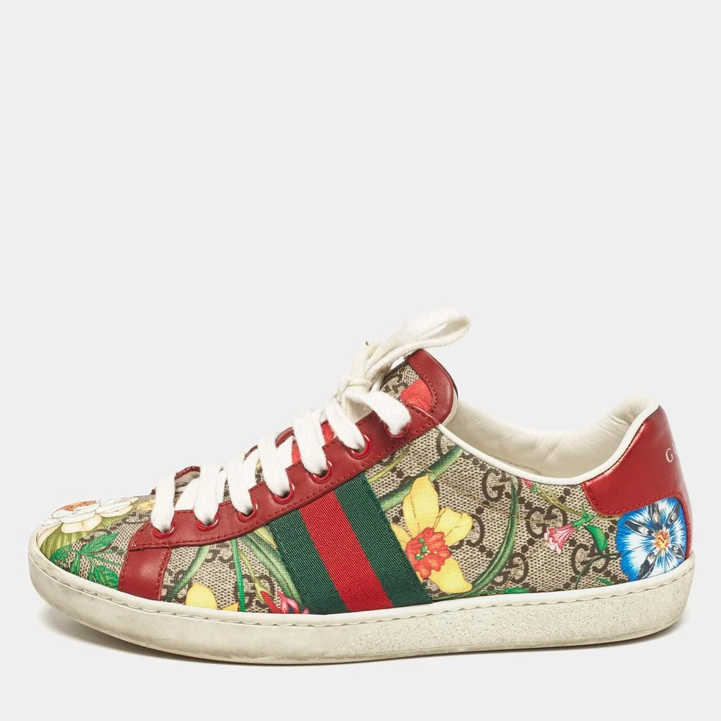 Gucci Gucci Beige/Brown GG Supreme Canvas Floral Print Ace Sneakers Size 35.5 1