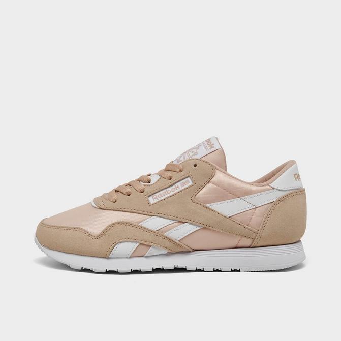 Women s Reebok Classic Nylon Slim Casual Shoes ID9877 112 Pink Stucco White White 7.5