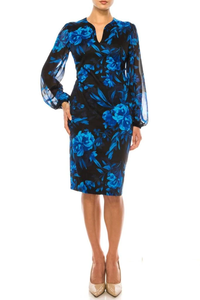 Connected Apparel Long Sleeve Scuba Dress In Sapphire - Dresses & Skirts -  BeyondStyle