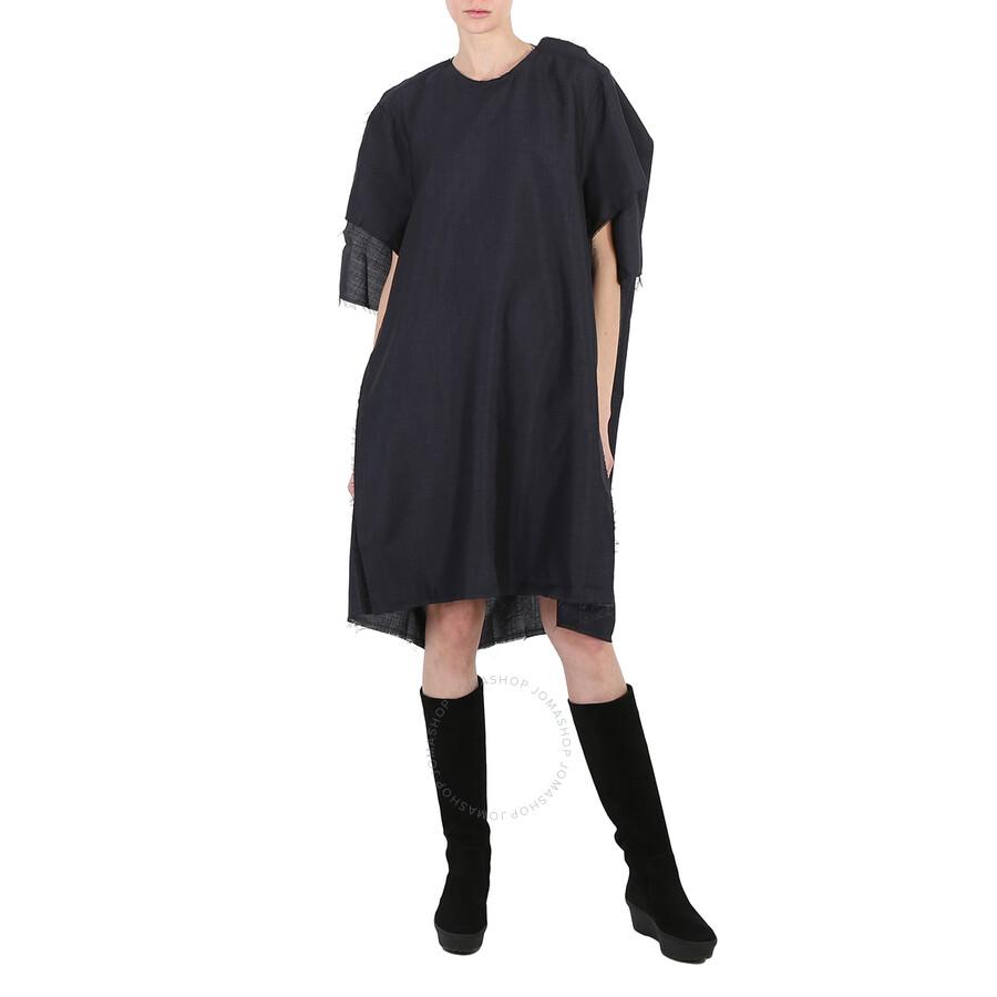 MAISON MARGIELA Anthracite Mohair Wool Raw-Cut Oversize Dress