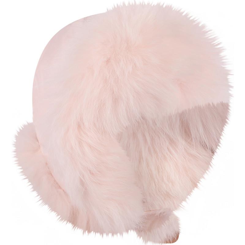 Yves Salomon Fox fur detailing trapper hat in pink