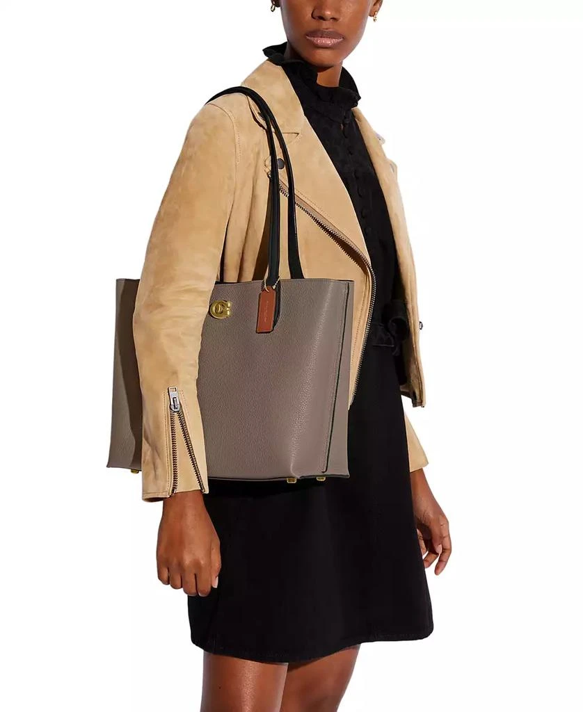 Coach Colorblock Leather with Coated Canvas Signature Interior Willow Tote 2