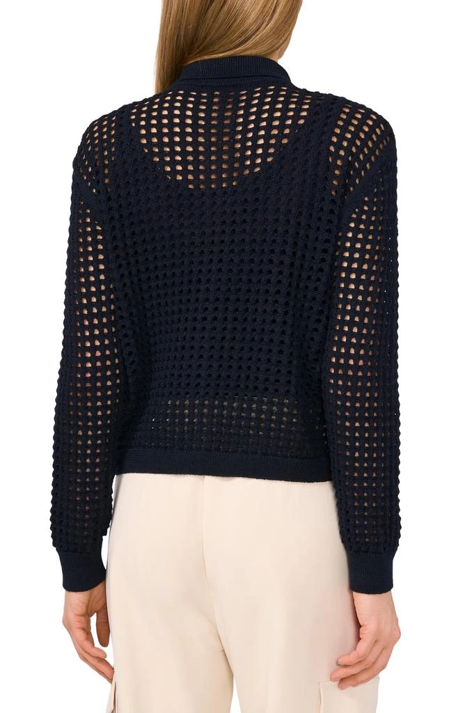 Halogen Recycled Polyester Open Weave Collar Cardigan 2