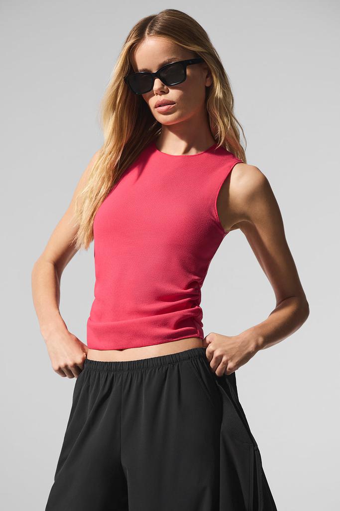 Alo Ribbed En Pointe Tank - Candy Red