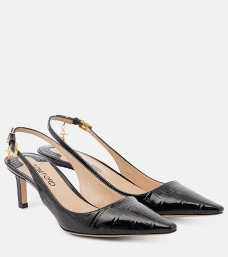 Tom Ford Angelina croc-effect leather slingback pumps 1