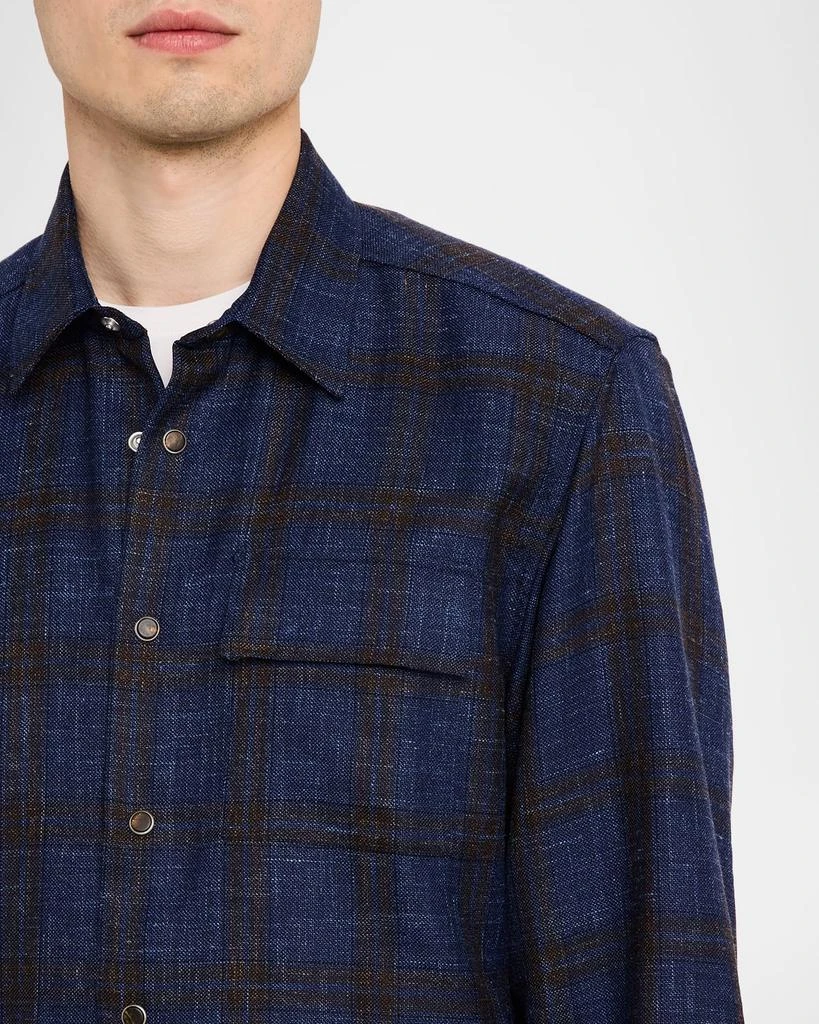 Kiton Men
s Plaid Wool Blend Button-Down Shirt 5