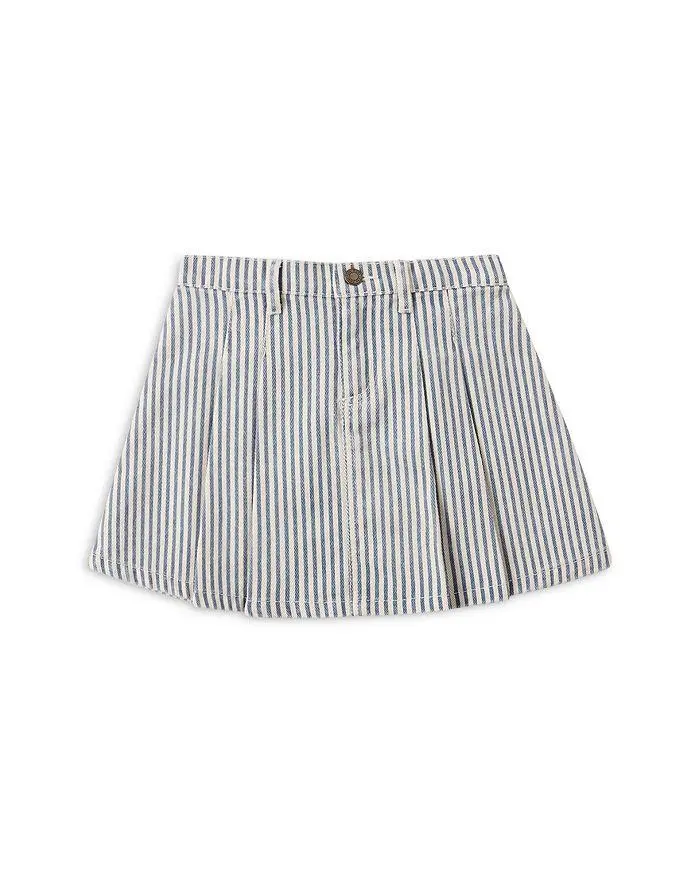 Rylee + Cru Girls' Railroad Striped Pleated Denim Skirt - Little Kid, Big Kid