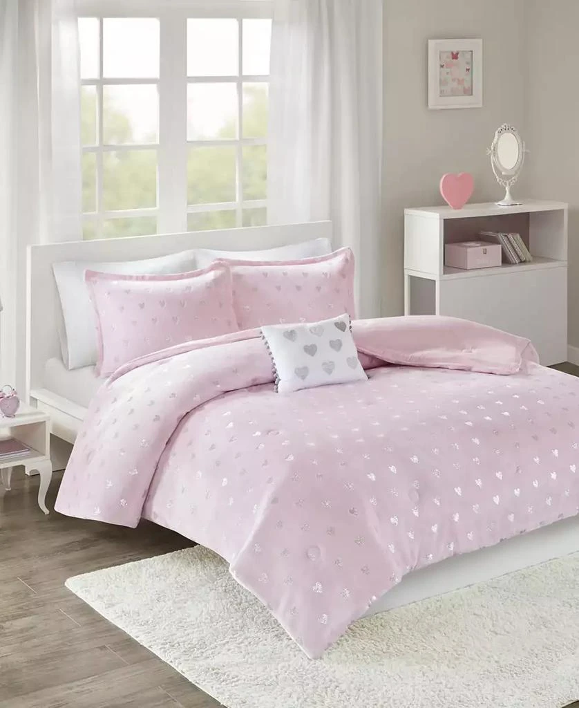 Intelligent Design Rosalie Metallic Heart 3-Pc. Comforter Set 6