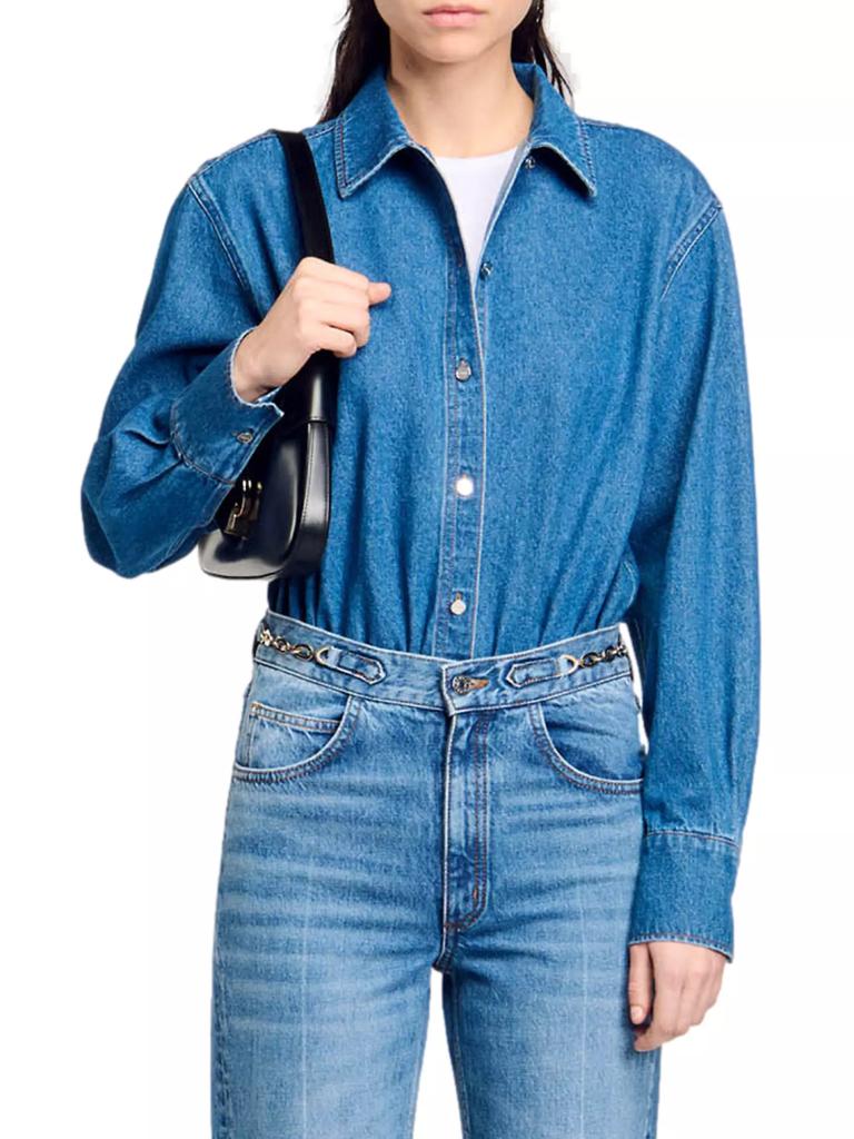 Sandro Denim Shirt Bodysuit