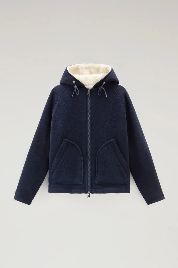 Woolrich Hooded Jacket in Recycled Manteco Wool Blend - Men - Green 5