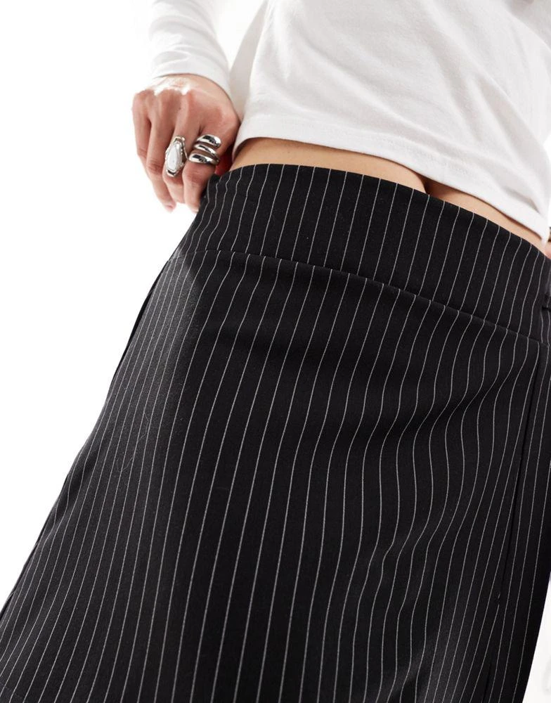 Daisy Street Daisy Street tie side pleat detail micro mini skirt in black pinstripe 2