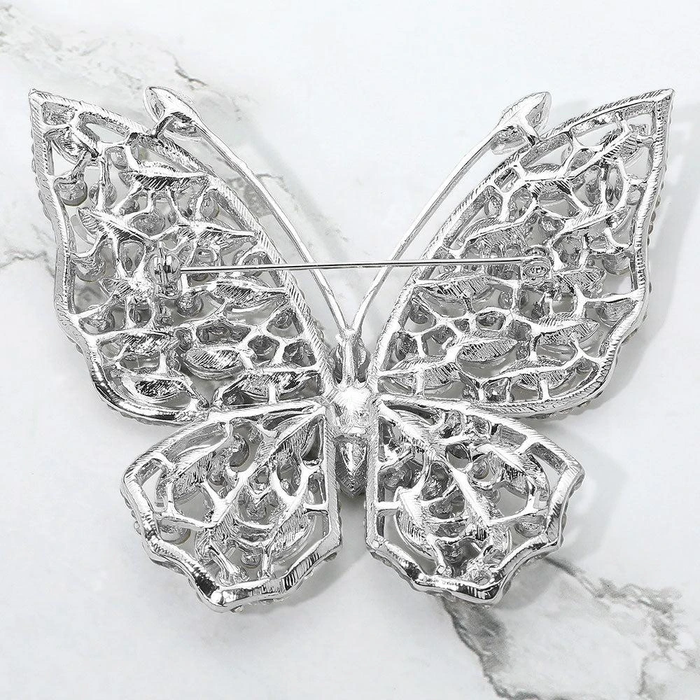 FASHNZFAB Multi Stone Embellished Butterfly Pin Brooch 3