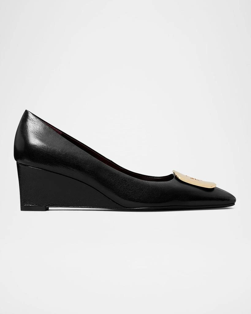 Tory Burch Georgia Leather Buckle Wedge Pumps 1
