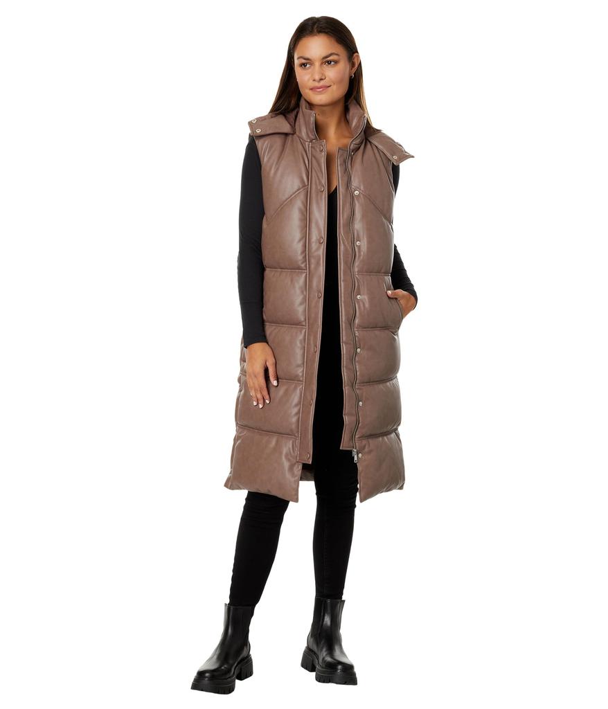 Avec Les Filles Faux Leather Puffer Vest