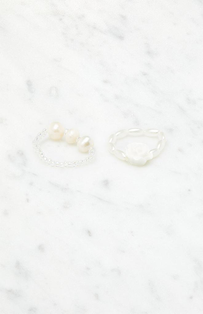 LA Hearts 2 Pack Pearl Rose Rings