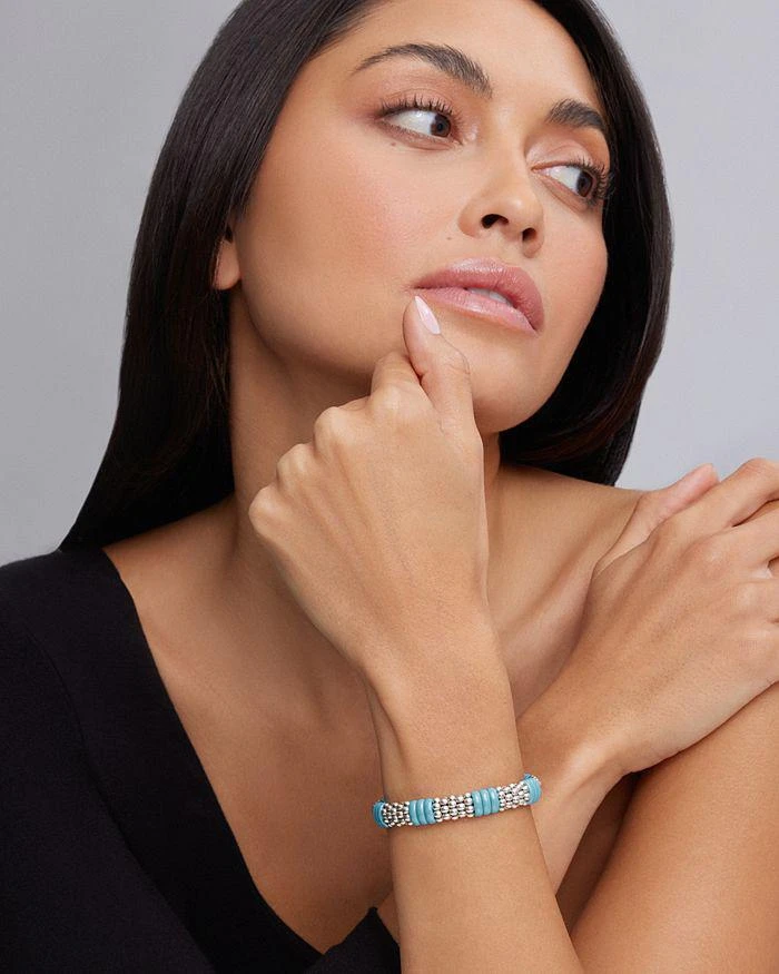 LAGOS Sterling Silver Caviar Blue Ceramic Signature Bracelet 3