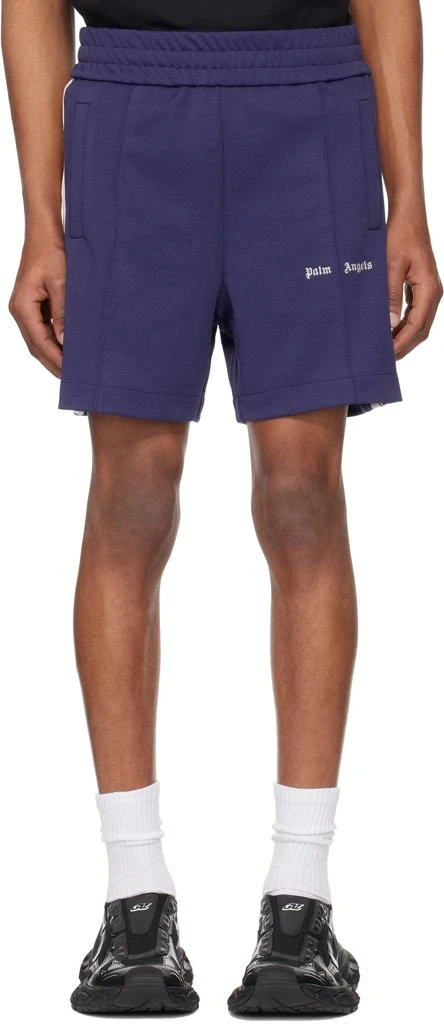 Palm Angels Navy Classic Logo Track Shorts 1