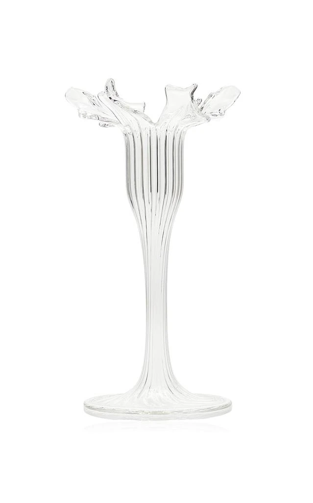 MoDA Moda Domus - Small Floral Glass Candle Stick - Clear - Moda Operandi