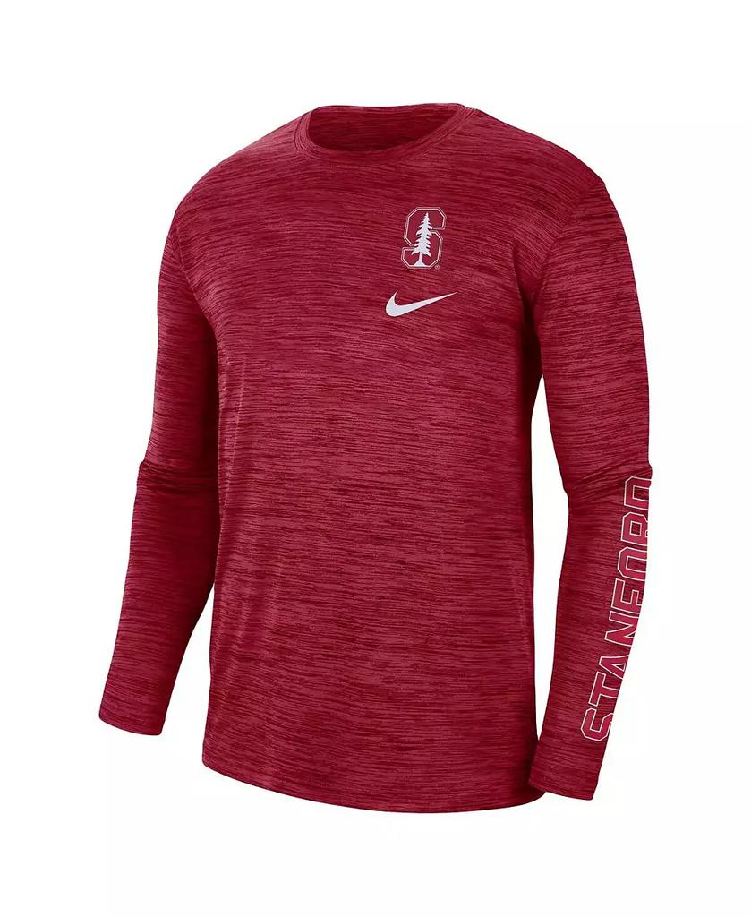 NIKE Men's Cardinal Stanford Cardinal Velocity Legend Team Performance Long Sleeve T-shirt