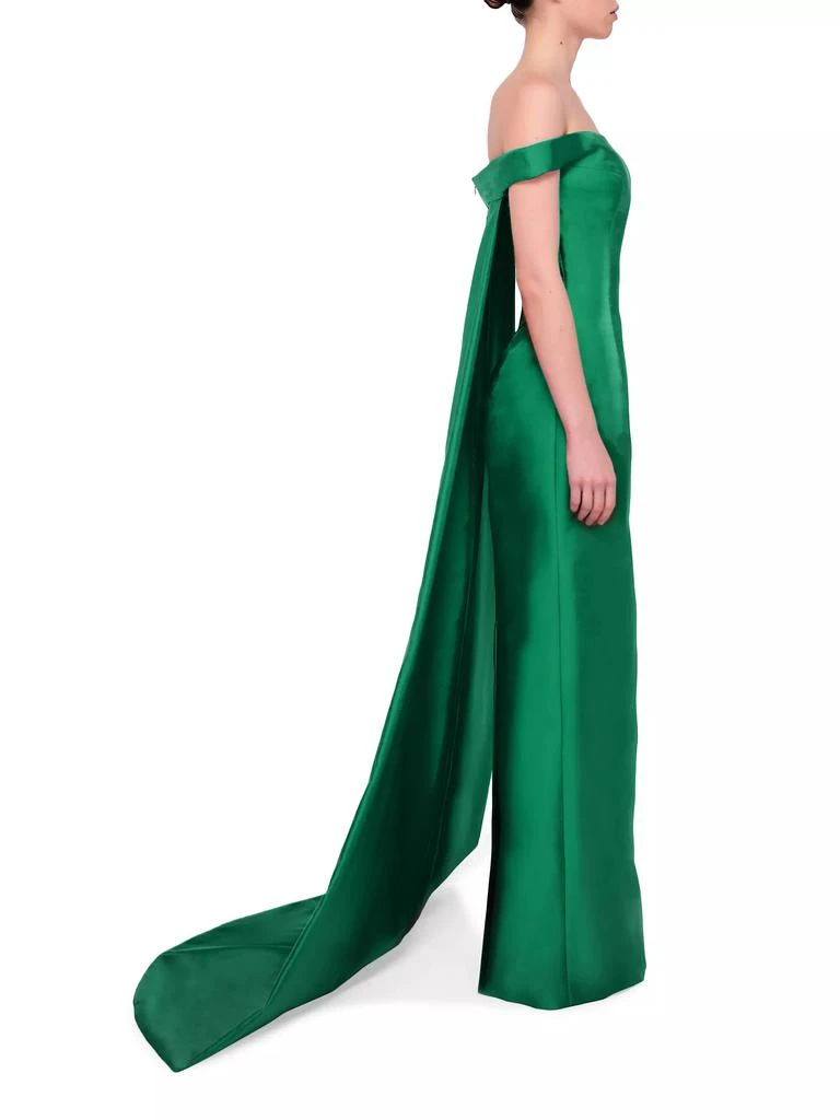 Honayda Off-The-Shoulder Cape Gown 4