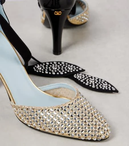 Valentino Foliefoliage 85 suede and leather pumps 5