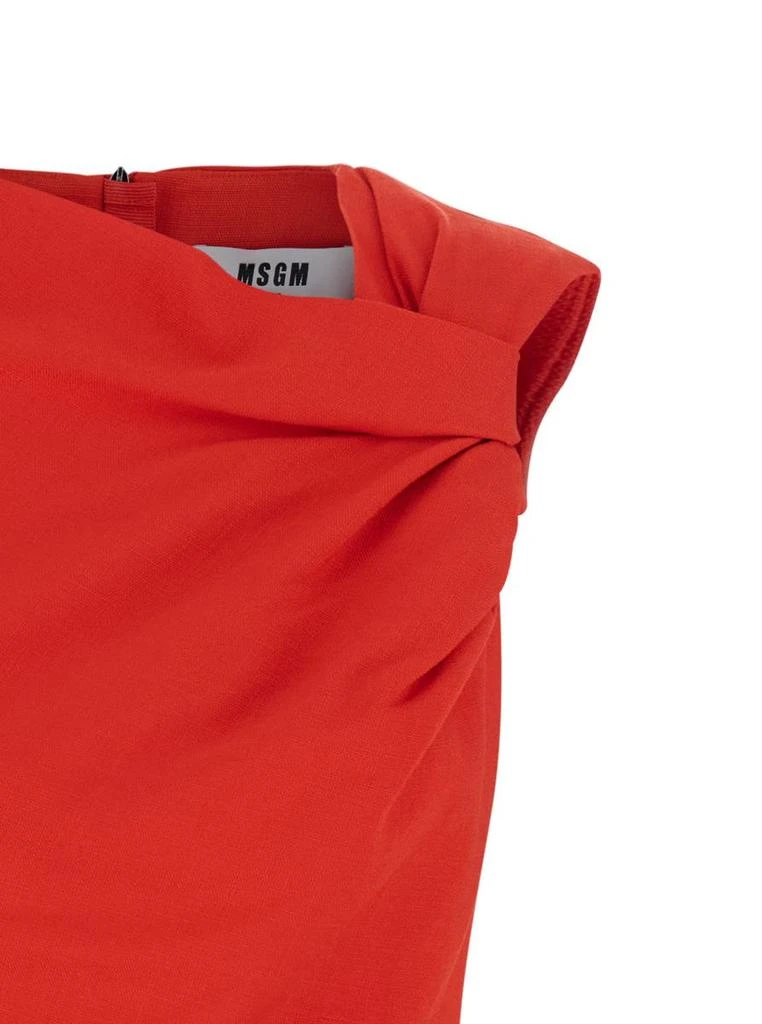 Msgm Red Dress With Ruches Details In Viscose Blend Woman 3