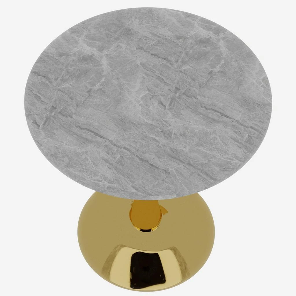 Streamdale Furniture Streamdale Gold 27.6" Mid-Century Modern Coffee/Dining Table with Round Marble Top. 4