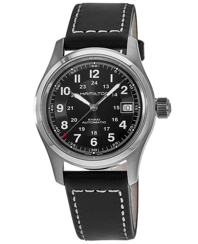Hamilton Hamilton Khaki Field Auto 38MM Black Dial Leather Strap Men's Watch H70455733 1