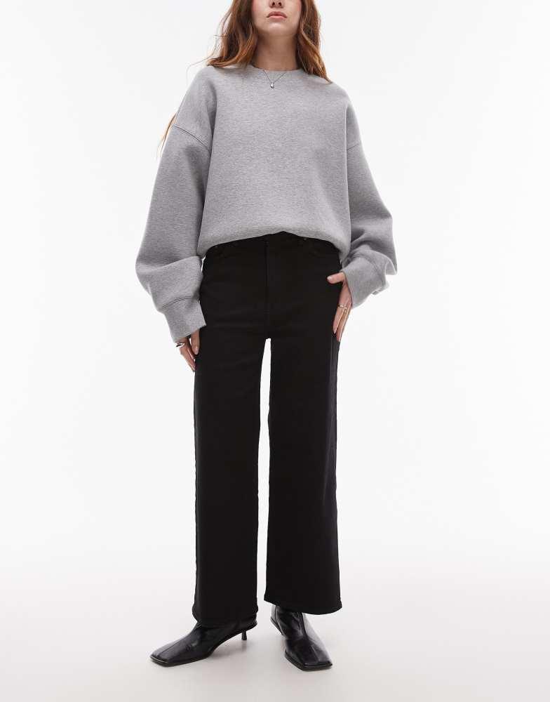 & Other Stories & Other Stories stretch wide leg cropped jeans in black rinse
