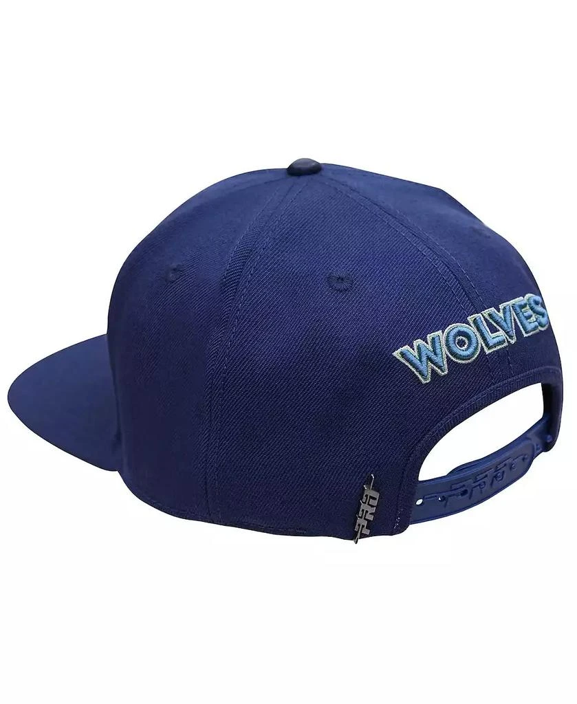 Pro Standard Men's Navy Minnesota Timberwolves Stacked Logo Wool Snapback Hat 2