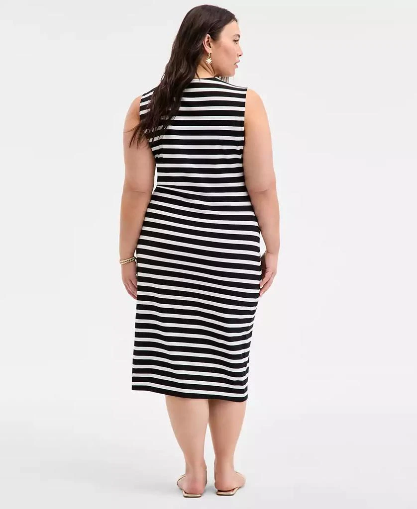 On 34th Trendy Plus Size Striped Knot-Front Knit Midi Dress, Exclusively at Macy's 5