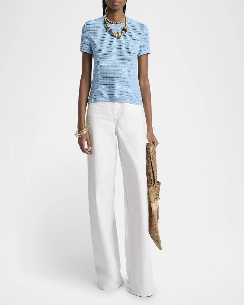 Chloé Open-Knit Logo Embroidered Top 2