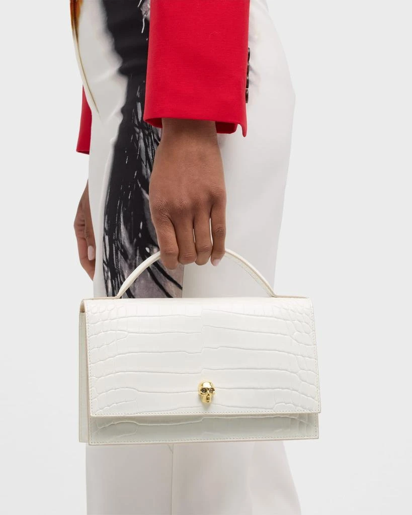 Alexander McQueen Medium Skull Croc-Embossed Top-Handle Bag 5