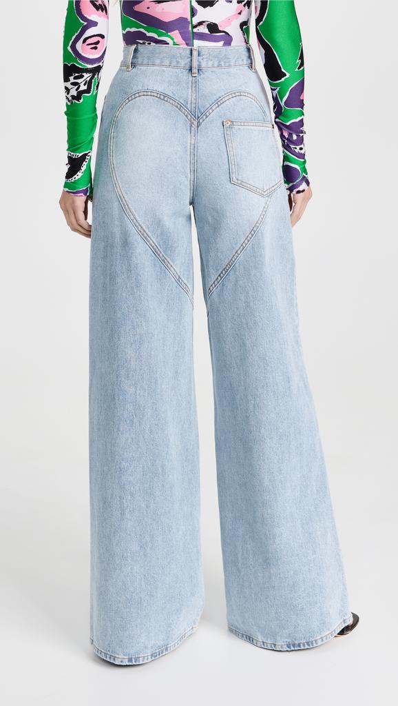 Area Wide Leg Crystal Slit Jeans