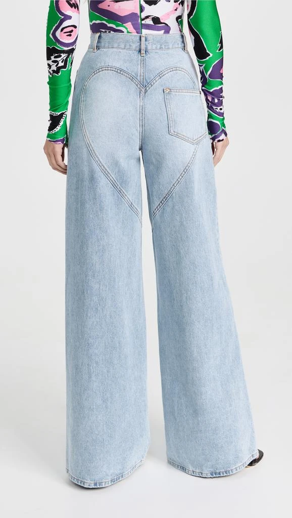 AREA Wide Leg Crystal Slit Jeans 2