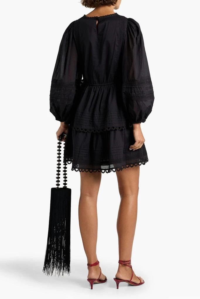 Farm Rio Lace-trimmed pintucked cotton-voile mini dress 3